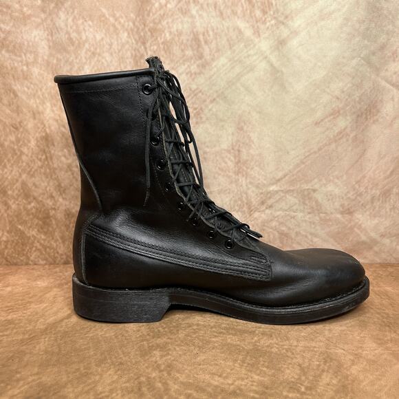 Vintage Y2K Addison Shoe Company Black Leather Double Lace Up Combat Boots Punk main image 10